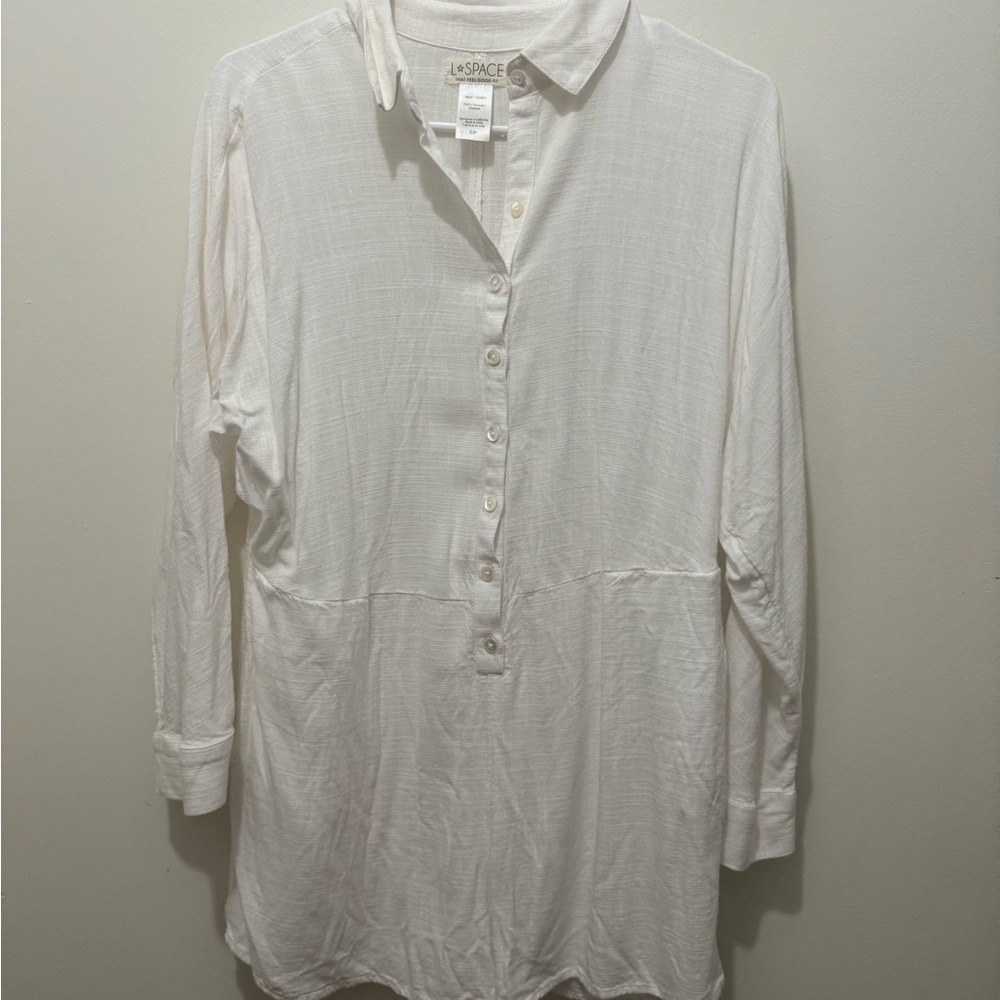 L*Space Classic White Button-Down Shirt Romper